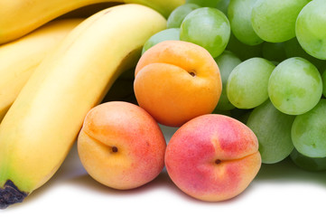 fresh fruits on white background