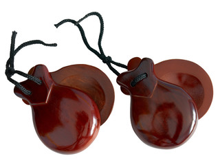 Two Spanish Castanets isolated over white with clipping path - obrazy, fototapety, plakaty