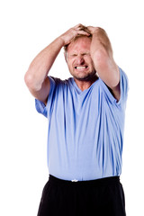 Soccer player with big emotions. Full isolated studio picture