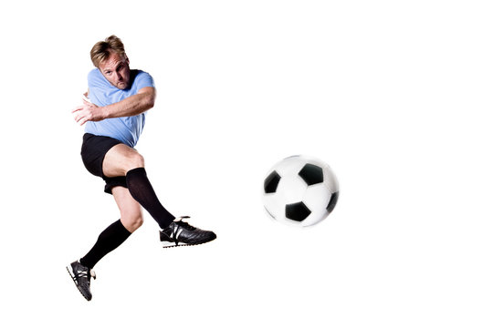 Soccer player in action. Full isolatedstudio picture