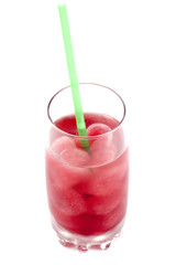 object on white - red cocktail with Ice cubes