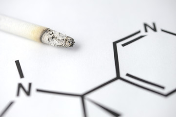 A Cigarette on chemical formula background