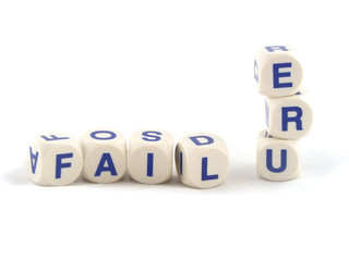 Failure in Spelling Blocks Isolated on a White Background