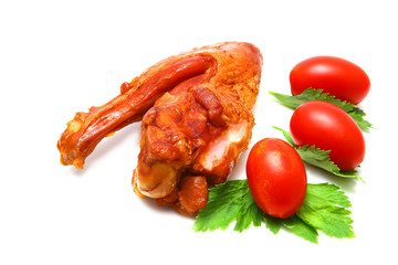 roasted chicken wing and tomatoes