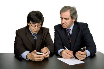 Fototapeta premium business team working at a desk, isolated on white