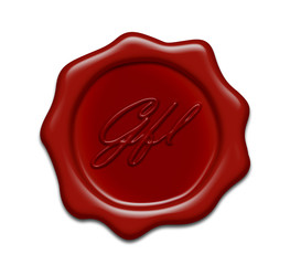 brown wax seal on white background