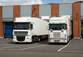big trucks at a loading dock