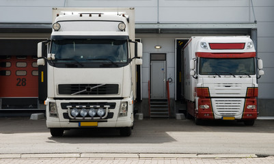 big trucks at a loading dock