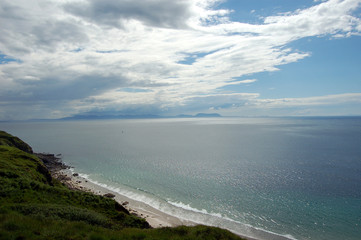 rain and clouds over the sea