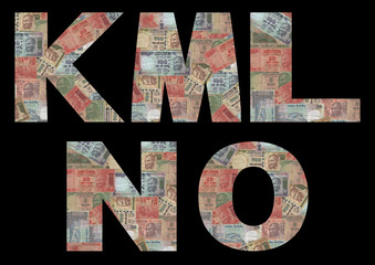 Indian currency font on black part three illustration