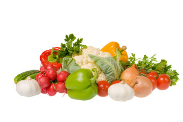 group of vegetables  isolated on white background