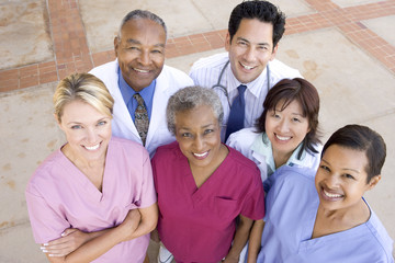Hospital Staff Standing Outside A Hospital