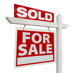 Sold Home For Sale Real Estate Sign Isolated