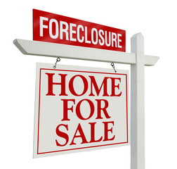 Foreclosure Home For Sale Real Estate Sign Isolated