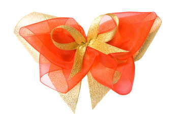 red and gold isolated bow, white background