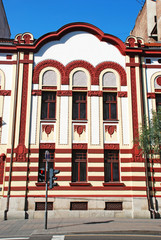 fragment of old stone building in center of Belgrade