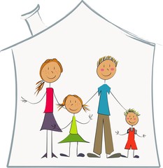 famille dans maison