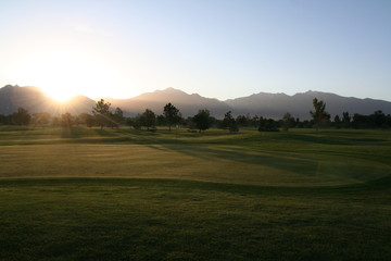 Golf course at sunrise