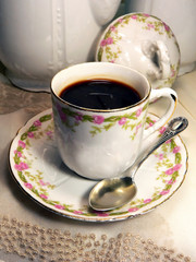 cup of coffee with florar decoration