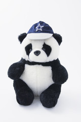 Panda Soft Toy with Cap on Seamless Background