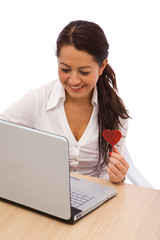 business communications concept businesswoman and laptop