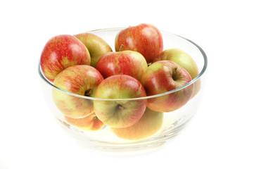 Meny apple in white glas bowl