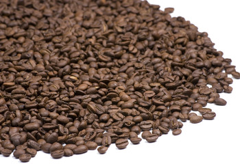 Coffee Beans in Pile on White