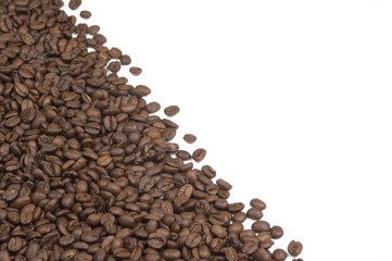 Coffee beans on white background suitable for border