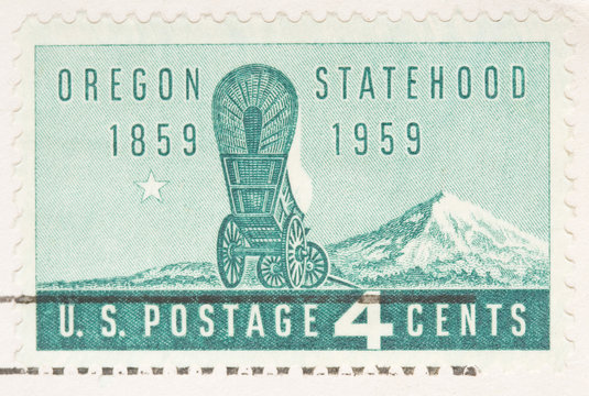 This is a Vintage 1969 Canceled US Stamp Oregon Statehood
