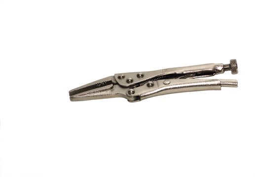 Silver vise grips isolated on white background