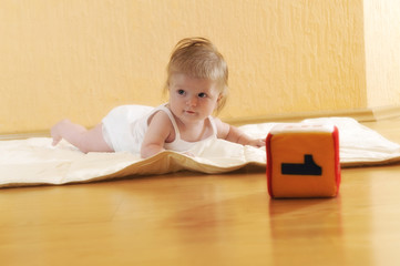 cute little baby indoor closeup portrait