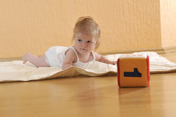 cute little baby indoor closeup portrait