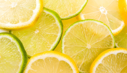 Lemon and lime slices abstract background