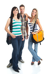 Obraz premium Young smiling students. Isolated over white background.