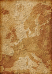 old dirty crushed Europe map illustration