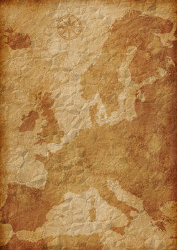 Fototapeta old dirty crushed Europe map illustration
