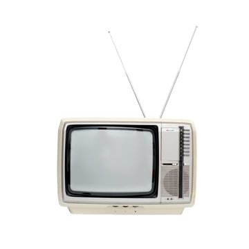 Vintage TV set isolated on white