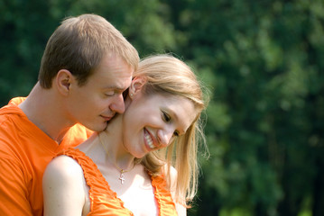 Fototapeta premium Loving couple on a summer nature