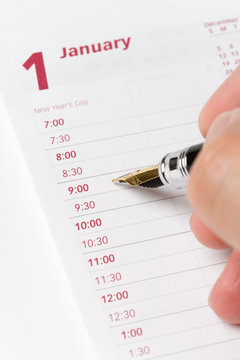 Calendar agenda, schedule, close up shot for background