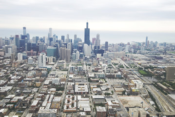 Wide-angle view of Chicago's skyline
