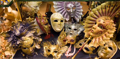 Classic, colorful masks from Venice, Italy