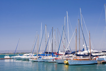 Fototapeta premium boats enchored in a marina