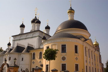 domes of churches of Russian monastery near Moscow