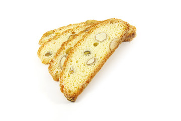 Biscotti Biscuits Laid Out On a White Background