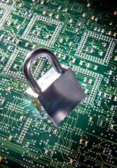 lock and circuit board, concept of online safety
