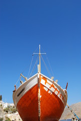 Wooden boat on sea