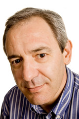 mature casual man portrait, isolated on white