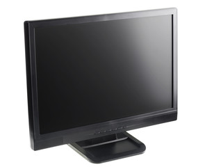 Black monitor isolated on white