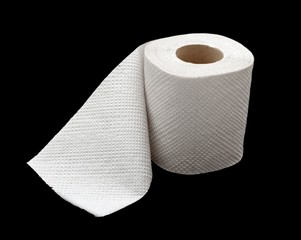 A roll of toilet paper isolated on black