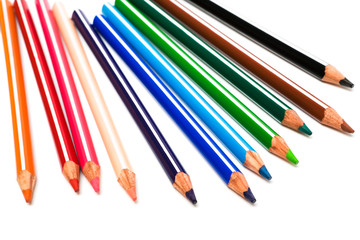 Beautiful color pencils on a white background